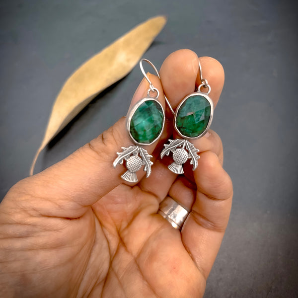 HOLD FOR SUSAN: Emerald Thistle Earrings